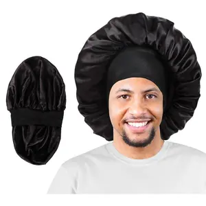 Satin Bonnet for Men & Women - Double Layer Reversible Sleeping Bonnet for Curly Hair & Braids - Perfect for Black Hair Care & Protection