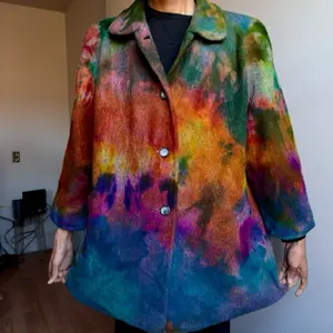 XL-XXL Grey Wool Dark Rainbow Peacoat Jacket XL-XXL Grey Wool Dark Rainbow Peacoat Jacket