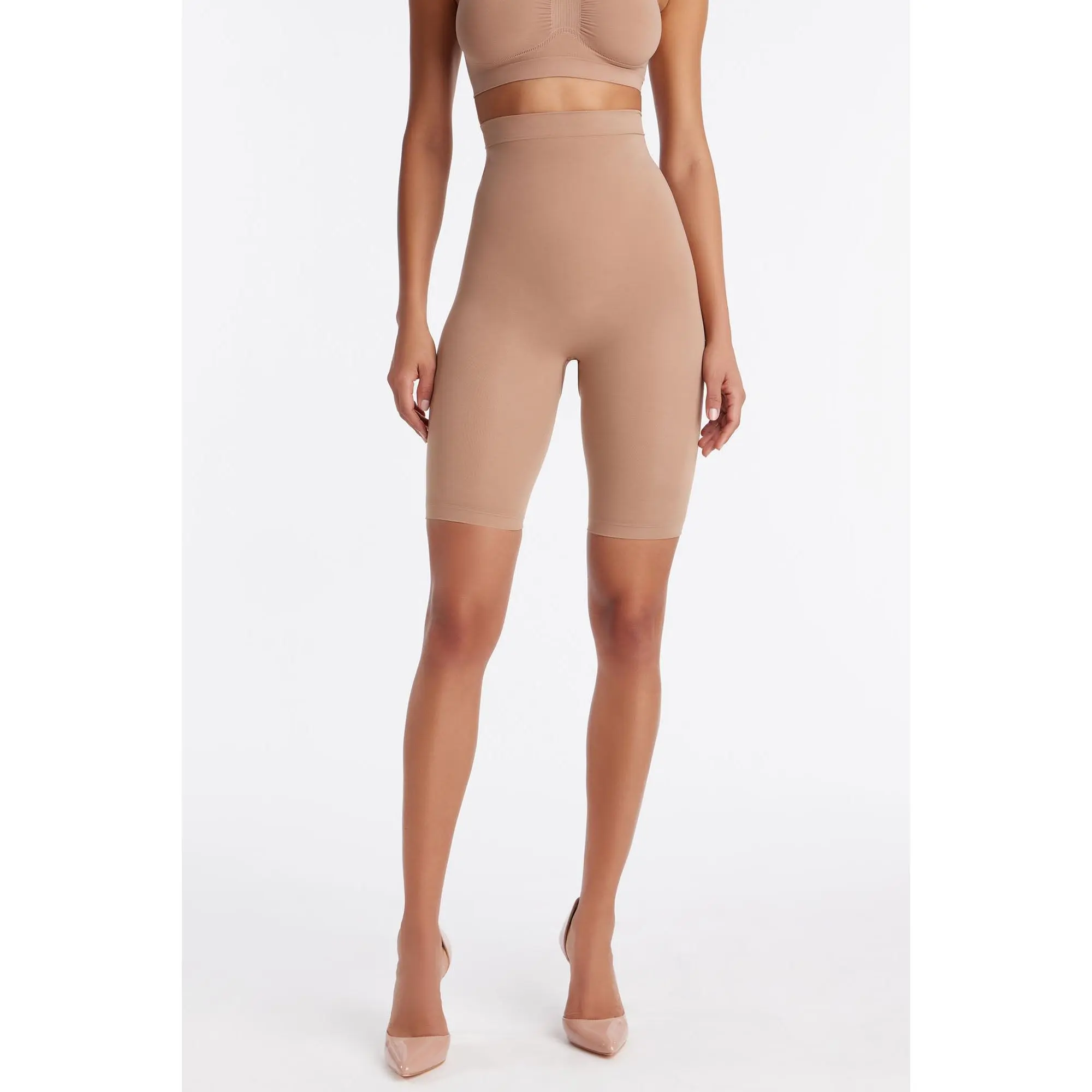Nova Sculpt Seamless Strong Compression High Waisted Thigh Shaper - Nude