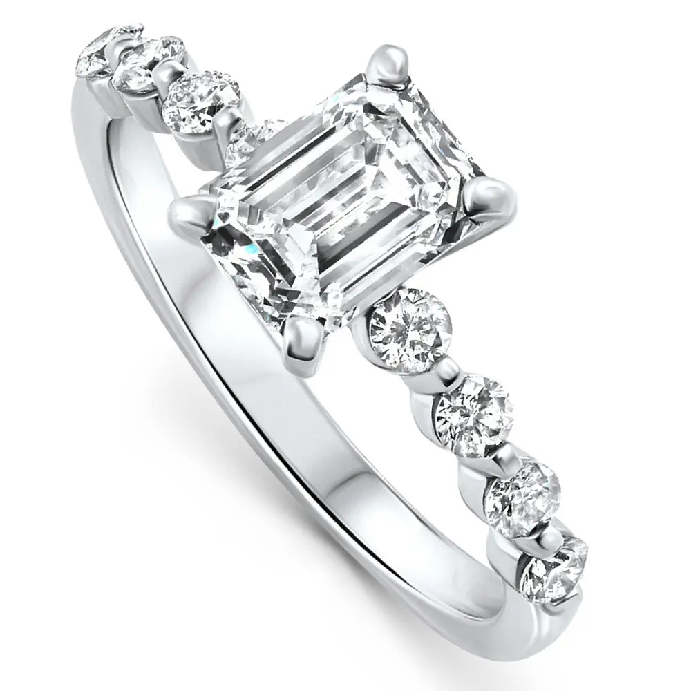Certified 2 1/3Ct Emerald Cut Diamond Engagement Ring 14k Gold Lab Grown