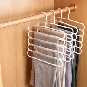 Set of 3 Multifunctional 5-Layer Plastic Trouser Hooks, Non-slip Space Saving Closet Organizer for Pants and Scarves, Pants Hangers, Wardrobe Clothing Storage Rack for Party Favors, Home Use, Perfect Christmas Gift