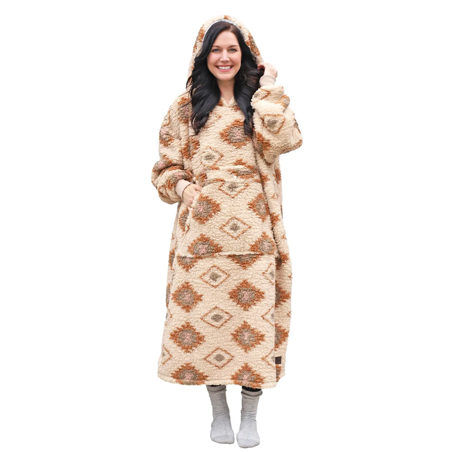 Catalonia Full Body Blanket Hoodie Sweatshirt, Extra Long Oversized Comfortable Sherpa Lounging Pullover for Adults, Gift for Women