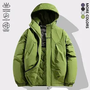 Men's Heavyweight Warm Winter Jacket - Full Zip Hooded Coat with Insulated Filling, Snowboarding and Ski Jacket, Windproof and Waterproof, Suitable for Cold Weather, Casual and Formal Wear - Ideal for Everyday Winter Use - Hand or(Sheets)