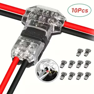 T2 Quick Connector, T Type 2 Pins Wire Splice Connectors, Solderless No Stripping 3 Way Wire Connectors, Durable Reliable Connectors for LED Strip Automotive
