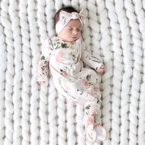 Vintage Pink Rose Button Knotted Gown