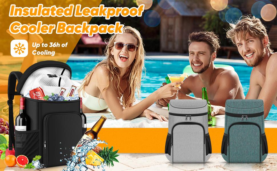 AUSQI Cooler Backpack 33 Cans Backpack Cooler Leakproof Insulated Soft Cooler Bag Beach Camping Coolers,Ice Chest Backpack Lightweight Travel Cooler Lunch Backpack