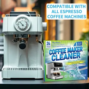 Maebho 24PCS Coffee Maker Cleaner 24 Tablets 1 Year Supply Compatible With All Espresso Machines Fights Odors Tackles Stains Protects Colors
