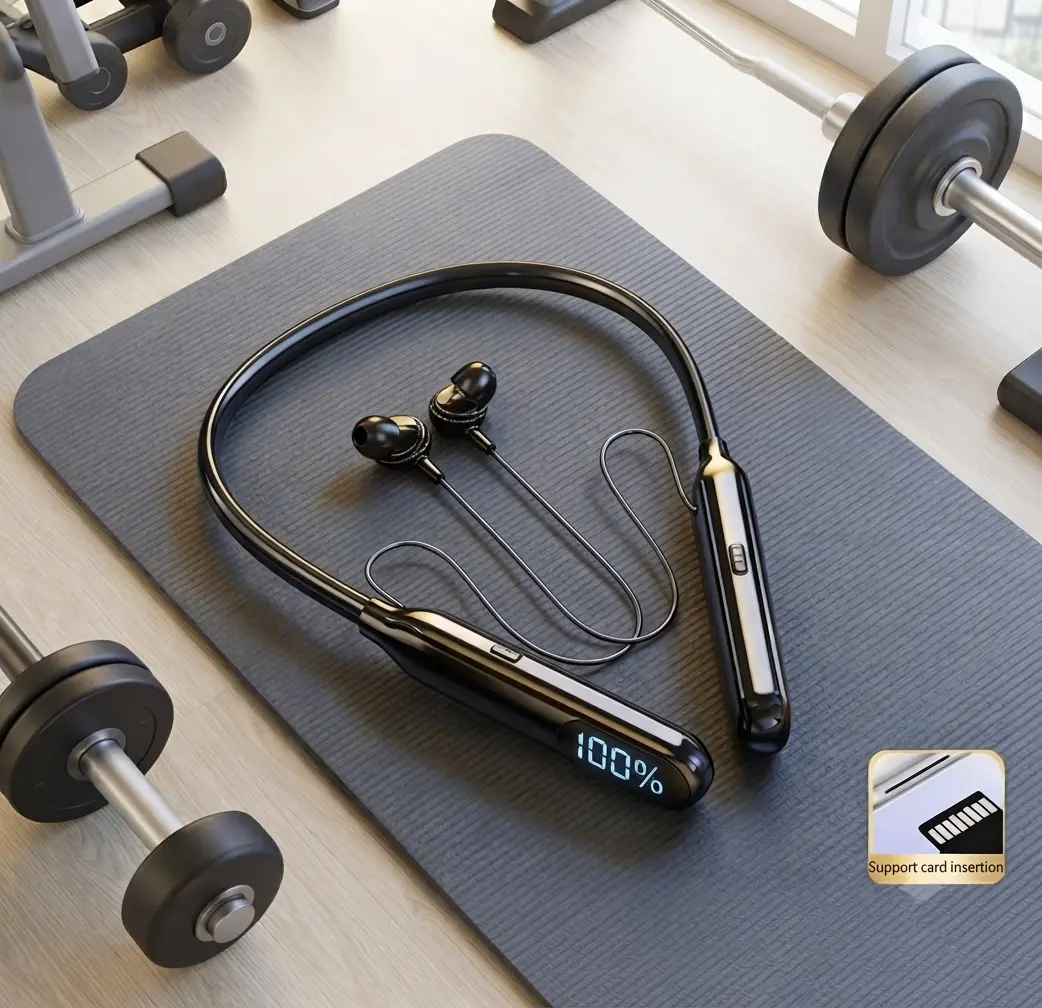 Neckband Wireless Bluetooth In-Ear Earbuds - Noise Cancellation, ENC Calls, IPX5 Water/Sweat Resistance, 24-Hour Battery Life, Hearing Protection, Button-Controlled Wireless Headphones