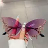 Women's Fashionable Rhinestone Decorated Butterfly Design Sunglasses, Signature Shades, Stylish Shades, Trendy Novelty Sunglasses for Travel & Daily Use, Fashion Accessories for Outdoor Activities