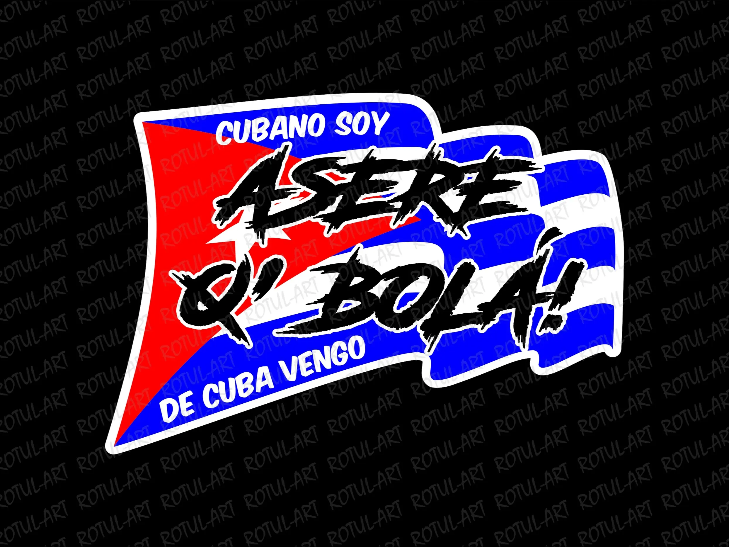 Bandera de Cuba con Asere Q Bola - Vinyl Sticker