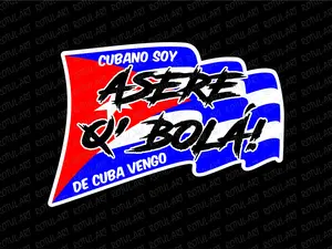 Bandera de Cuba con Asere Q Bola - Vinyl Sticker