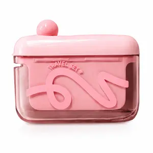 Portable Pop-up Dental Floss Dispenser, Compact Pink Floss Pick Storage Box with One-Key Slide Automatic Ejection and 10 Floss Picks, Travel Case for Office and Daily Oral Care, Travel Essentials