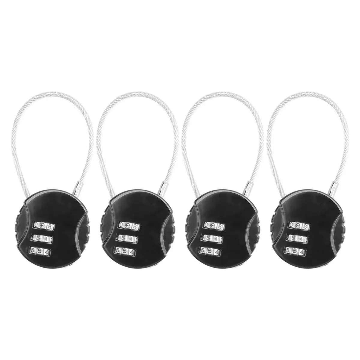 Unisex 4-Pack 3-Digit Resettable Luggage Combination Locks - Waterproof Zinc Alloy Body, Steel Wire, 1.5x1.5x0.5 Inch Pocket Size Compact Travel Accessory for Suitcases, Lockers, School Items
