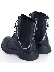 Vintage Dark Flame Heart Pendant Buckle, Enamel Thorn Heart Charm Shoelace, Punk Style Shoe Chain, Retro Gothic Accessory