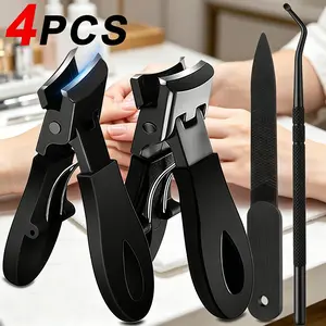 4-piece heavy-duty manicure pedicure pedicure tools kit toenail clipper set with non slip grip and sharp stainless steel structure, making it safe and easy to use for repairing thick and problematic nails, perfect for daily nail care