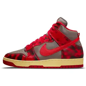 Nike Dunk High SP Red Camo Acid Wash High-Top Skate Shoes Unisex Gray Red 1985 Swoosh Design Classic Style Comfort Gray And Red Sporty Touch flats rothys