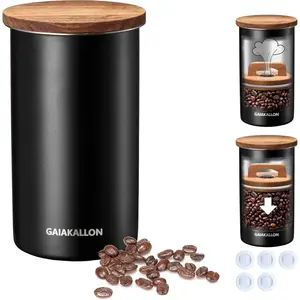 Vacuum Coffee Canister Stainless Steel Airtight Coffee Storage Container for 12oz Coffee Beans 34 fl.oz