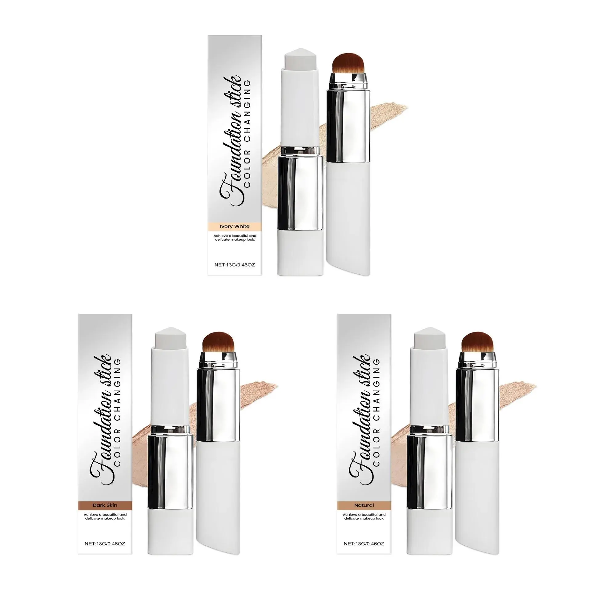 2-in-1 Color-Adapting Foundation Stick – Sheer to matte, buildable coverage that blends instantly. Lightweight, long-lasting, and perfect for all skin tones and types