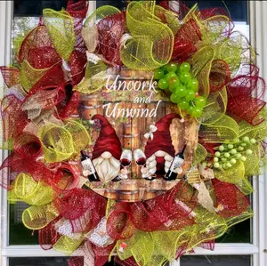 uncork and unwind gnome wreath