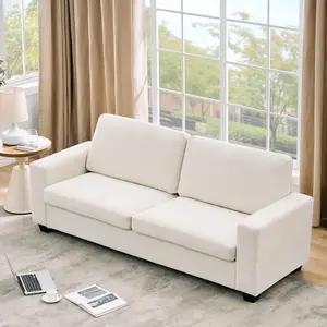 Medium Beige Comfy Couch for Living Room, 83-inch Corduroy Sofa with Removable Cover, 3 Seater Couch Modern Sofa with Deep Seats for Bedroom Apartment Home Office, Beige