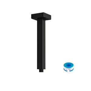 Sarlai 8 Inch Ceiling Mounted Shower Arm Rain Shower Head Extension With Flange and Teflon Tape Solid Brass Shower Arm(Matte Black/Brushed Nickel)