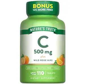 Nature's Truth Vitamin C with Rose Hips 500 mg | 110 Tablets | Vegan, Non-GMO & Gluten Free Supplement