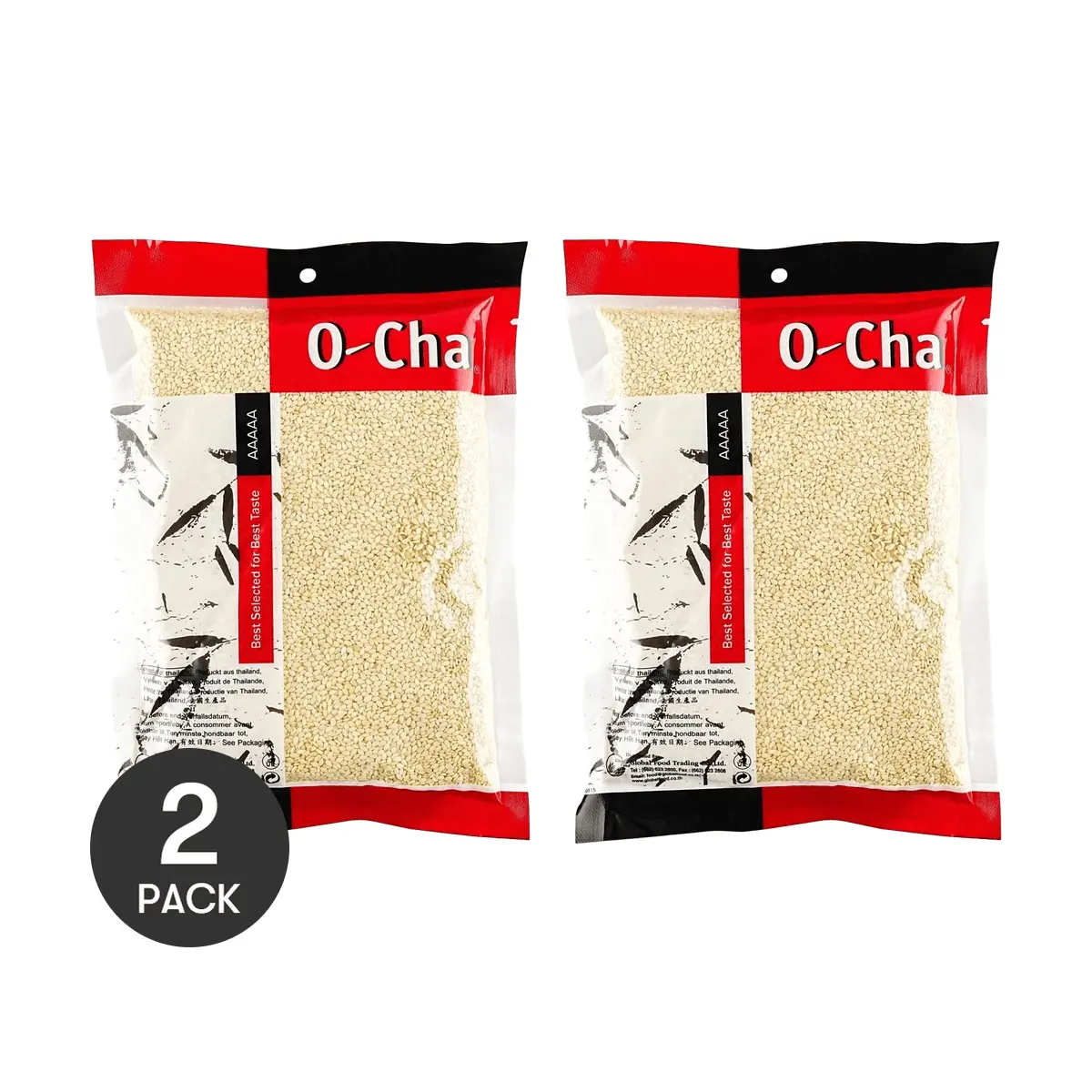 O-CHA White Sesame Seeds 200g Pack of 2 - Perfect for Baking, Grilling, and Seasoning
