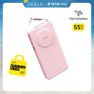 iWALK Slim 10000mAh Compact Portable Power Bank Charger - 30W PD, Quick Charge 3.0, Retractable USB-C Fast Charging Cable, Lightweight Rechargeable Battery for iPhone 17/16/15 Pro Max, Mobile Devices, Electronics Accessories,summervibes outdoorfun