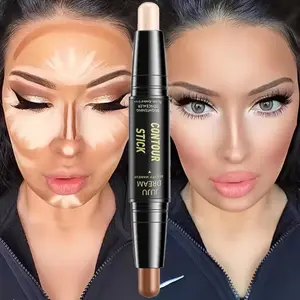 Dual-Head Highlighter, Bronzer & Contour Stick, Waterproof Sweatproof Long-Lasting, Clear Facial Contours, Suitable for All Makeup Types