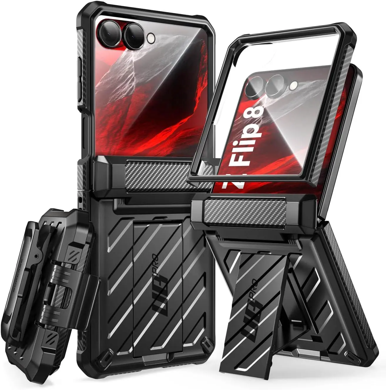 SUPCASE for Samsung Galaxy Z Flip 8 Case, (Unicorn Beetle Pro), Hinge Protection 360 Full Body Military-Grade Phone Cover with Stand and Rotating Belt Clip, Front Screen Protector,   Protector pride safety accessory unique design