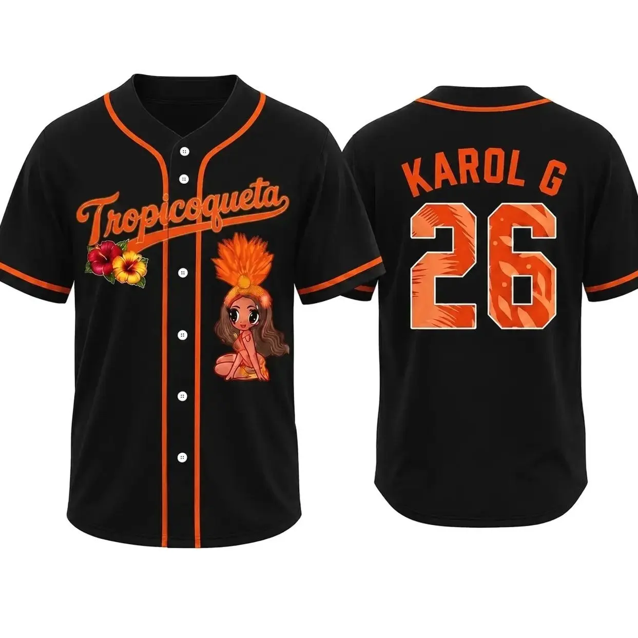Tropicoqueta Baseball Jersey Beige Orange Reggaeton Concert Merch Y2K Latina Style Tropical Summer Jersey Outfit, Gift for Him/Her, For Any Season