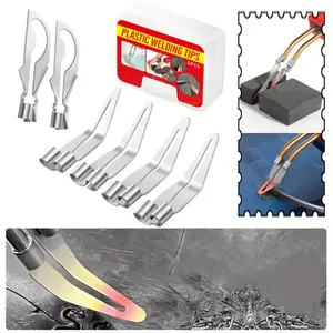 6pcs flat head and cutting head tools, multi-purpose elbow wear-resistant and durable hot cut welding iron flat head welding head, can be used for car windshields, light boats, plastic toys, and other plastic repair tools Welding Accessory