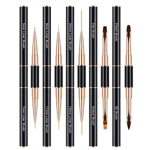 ✨ 5-Piece Double-Ended Metal Nail Art Brush Set, High-quality Metal Handle Gel Liner/Carving/Detailing Brushes Kit, Essential for Nail Artists, Nail Art Tools