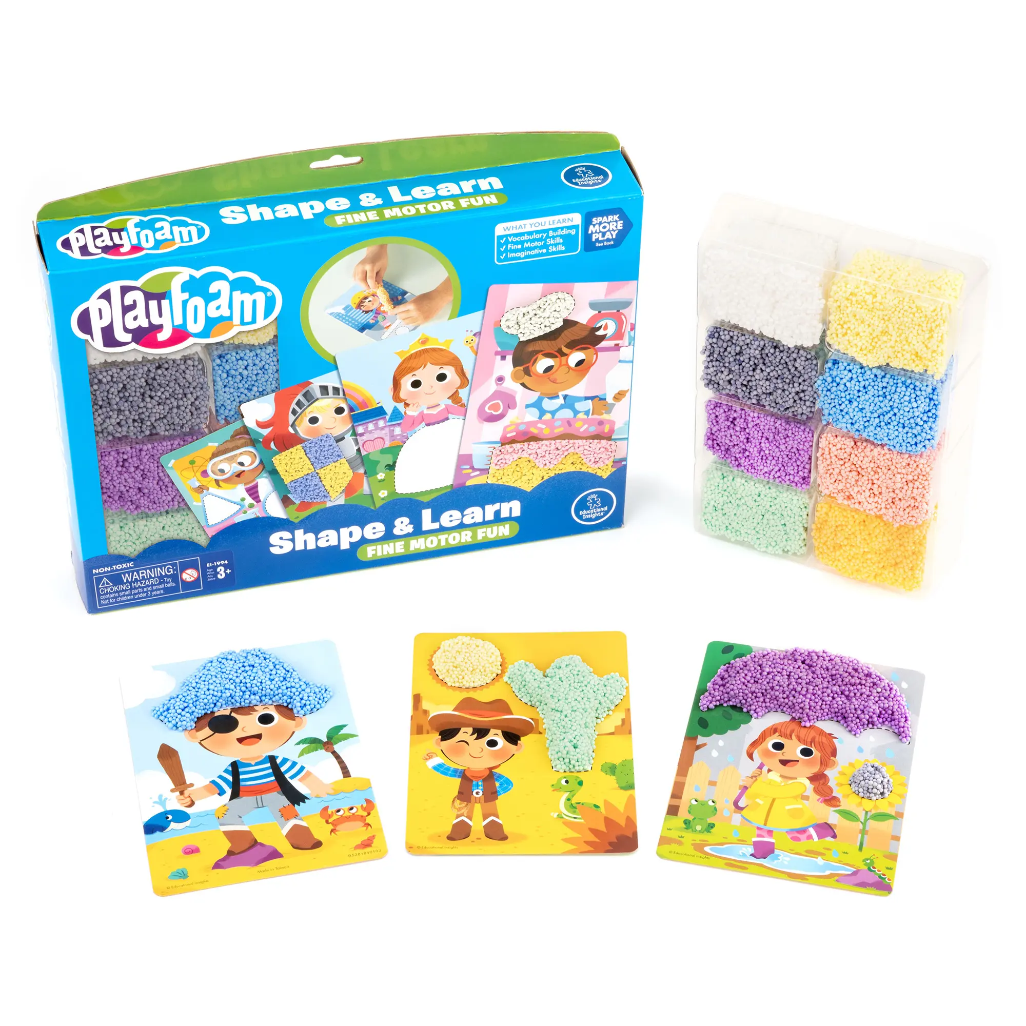 Educational Insights Educational Insights Playfoam Shape & Learn Character Cards, Build Vocabulary & Fine Motor Skills with a Sensory Toy, Ages 3+