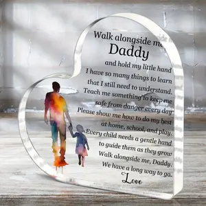 Heart Shaped Acrylic Gift, Dad Gift Best Dad Gifts, Birthday Gifts, Acrylic Desk Plaque Gifts for Daddy, Home Office Desk Sign Keepsake, Unique Gift, Thanksgiving Christmas Birthday Gifts
