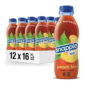 Snapple Peach Tea, 16 fl oz recycled plastic bottle, Pack of 12 Beverage Fruit