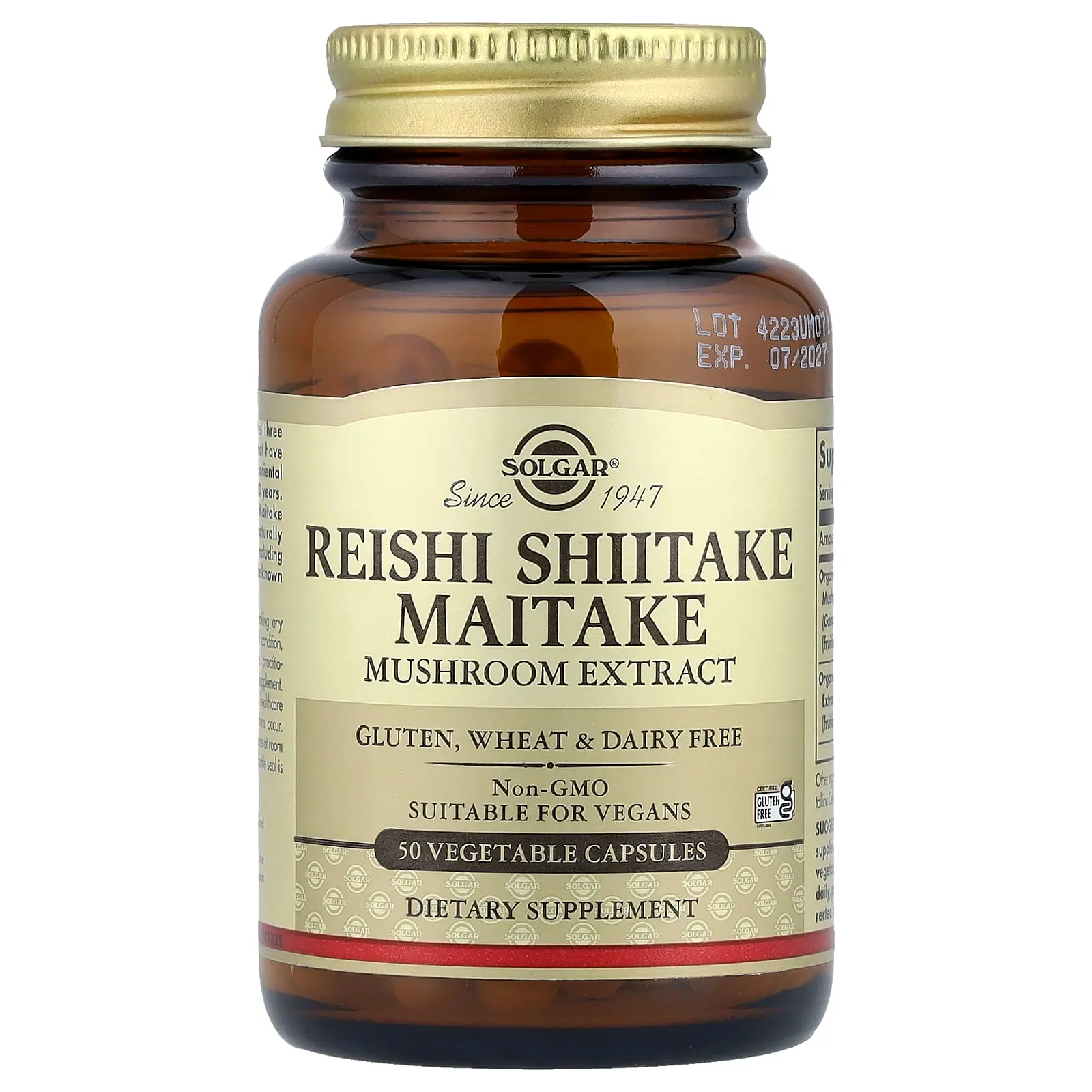 Solgar Reishi Shiitake Maitake Mushroom Extract, 50 Vegetable Capsules
