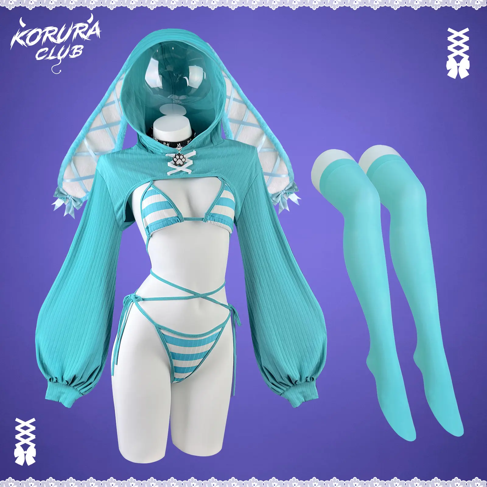 Dérivé Sexy Bunny Costume - Halloween Halter Spiderweb Bunny Girl Body Outfit With Headband Gloves Mesh Pantyhose 244597p