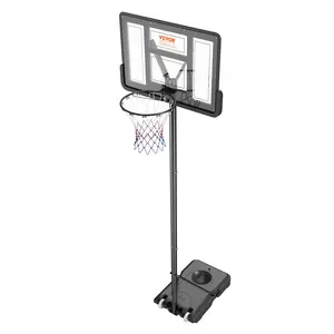 VEVOR Basketball Hoop, 4-10 ft Adjustable Height Portable Backboard System, 44 inch Basketball Hoop & Goal, Kids & Adults Basketball Set with Wheels, Stand, and Fillable Base, for Outdoor/Indoor