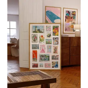 Vintage Stamp Collage  Wall Art/Poster Decor Glossy Photo Ornaments