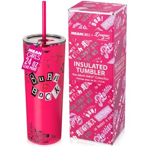 Mean Girls Burn Book Tumbler - 24 oz Vacuum Insulated Tumbler with Lid and Straw - Stylish Insulated Cup - Portable Stainless Steel Drinkware