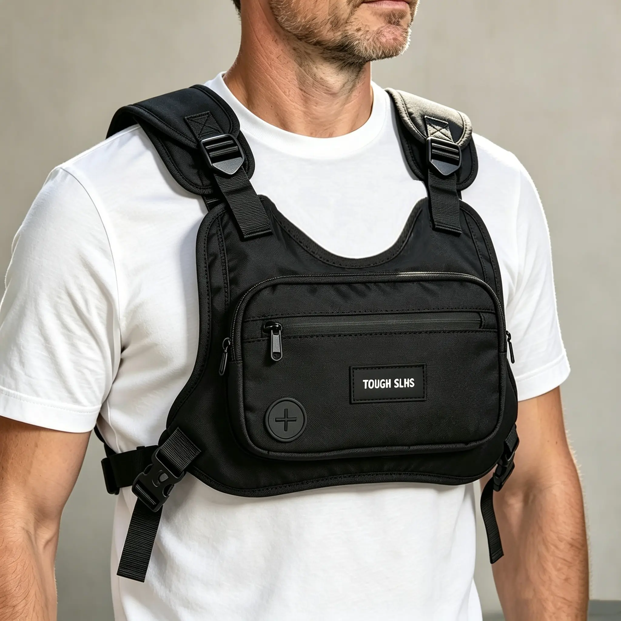 Workwear Vest Crossbody Bag, Casual Lightweight Men'S Chest Bag, Functional Vest Bag, Multifunctional Wearable Chest Bag