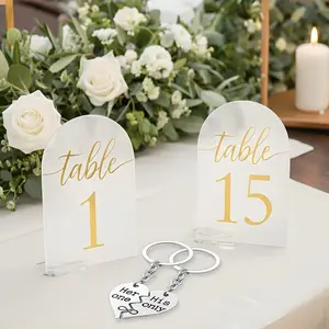 Sign  Printed Table Numbers, Wedding Table Number for Wedding Reception Hotals  Sheets with Place Card Holder(4 x 6 Inch) (15)