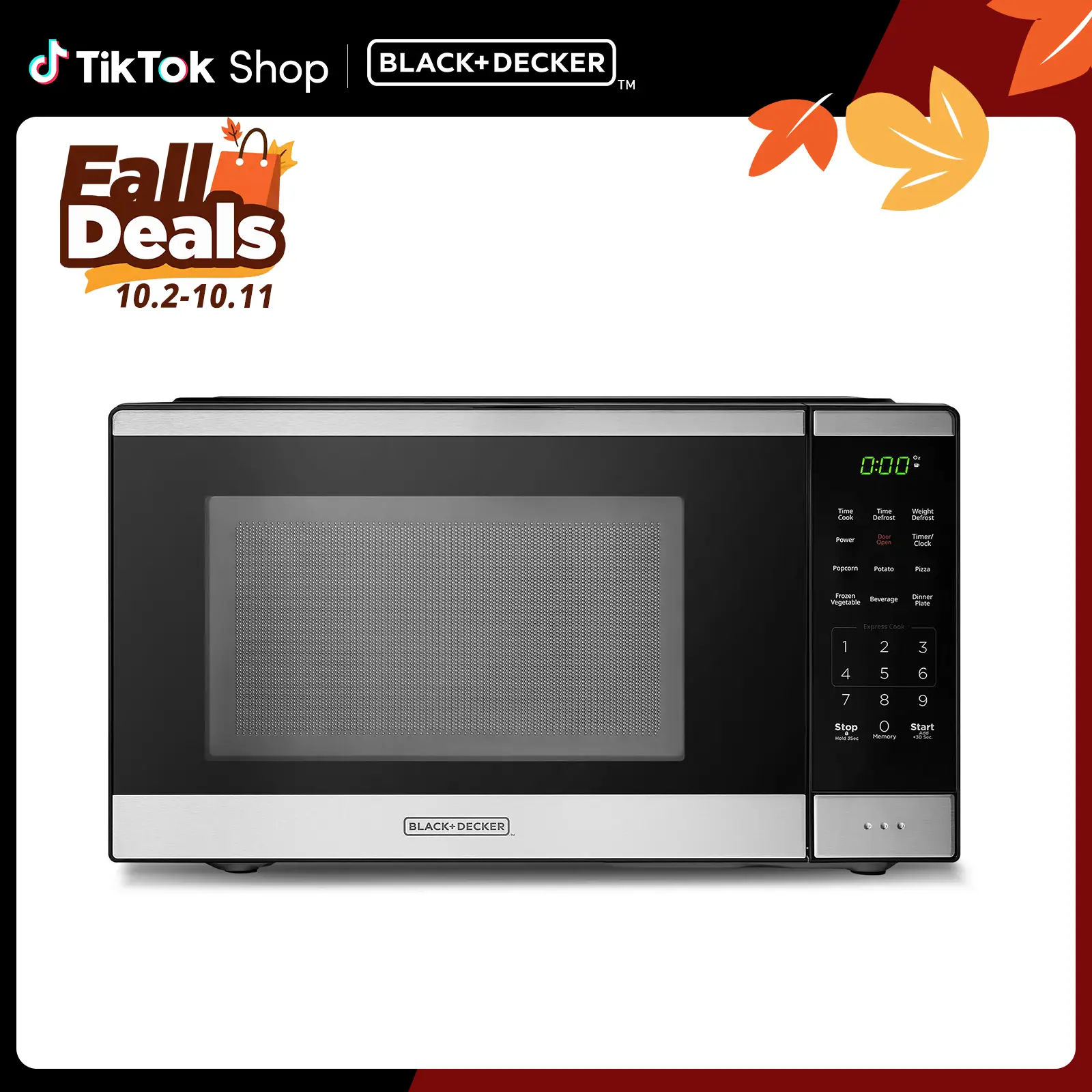 BLACK+DECKER Countertop Microwave Oven, gift, 0.9 Cu Ft, 6 Auto Menus, Child Lock, Memory Function, 10 Power Levels, Easy One-Touch Start, Digital Pa