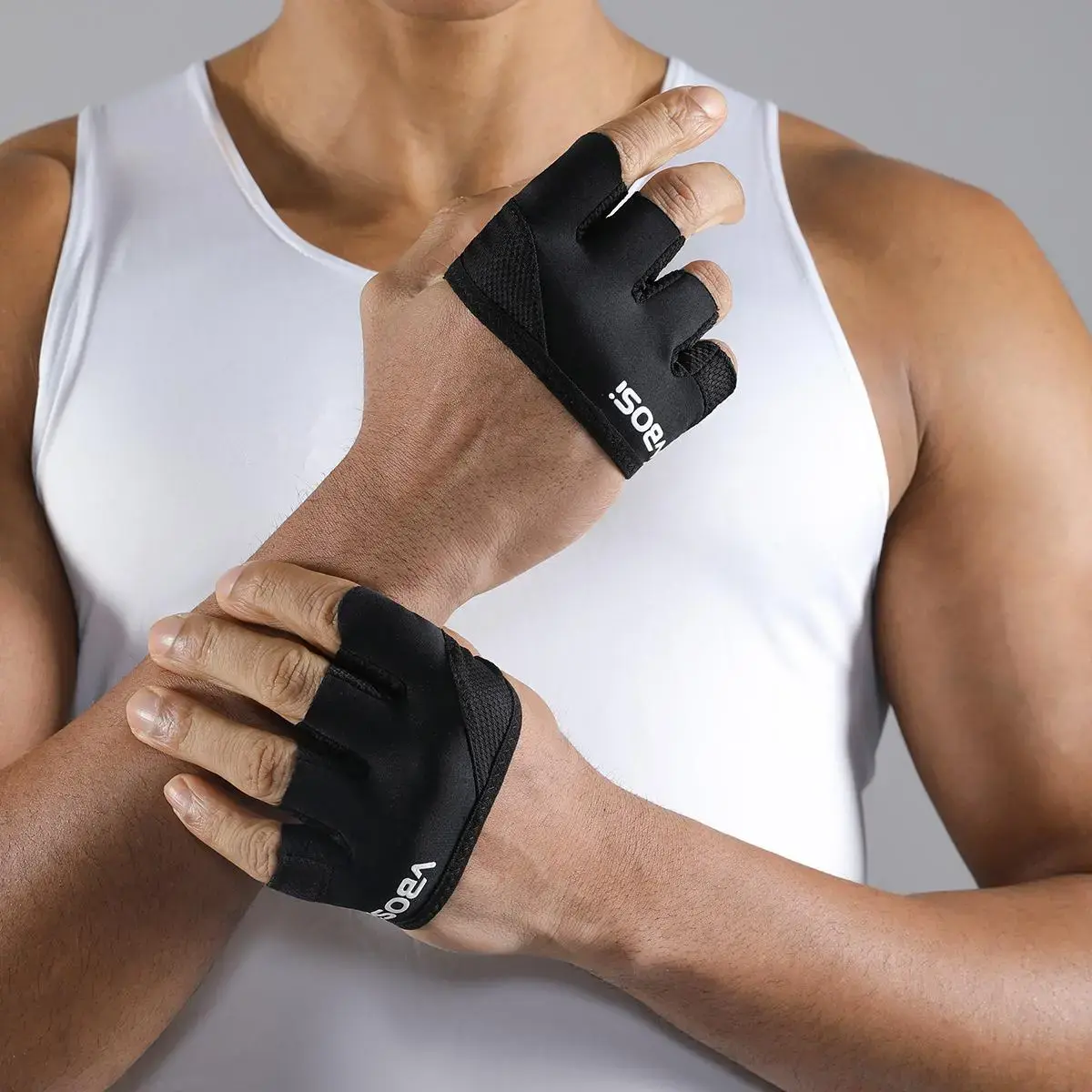 Unisex 2pcs Half-Finger Workout Gloves - Wrist-Wrapping, Firm-Adaptable Grip, Sweat-Absorbing, Breathable Quick-Dry Fabric, Ergonomic Finger Support, Lightweight Grip Cap Sports Gloves for Yoga, Gym Workouts (Light Gray/Pink/Black), Adaptable Grip Sports
