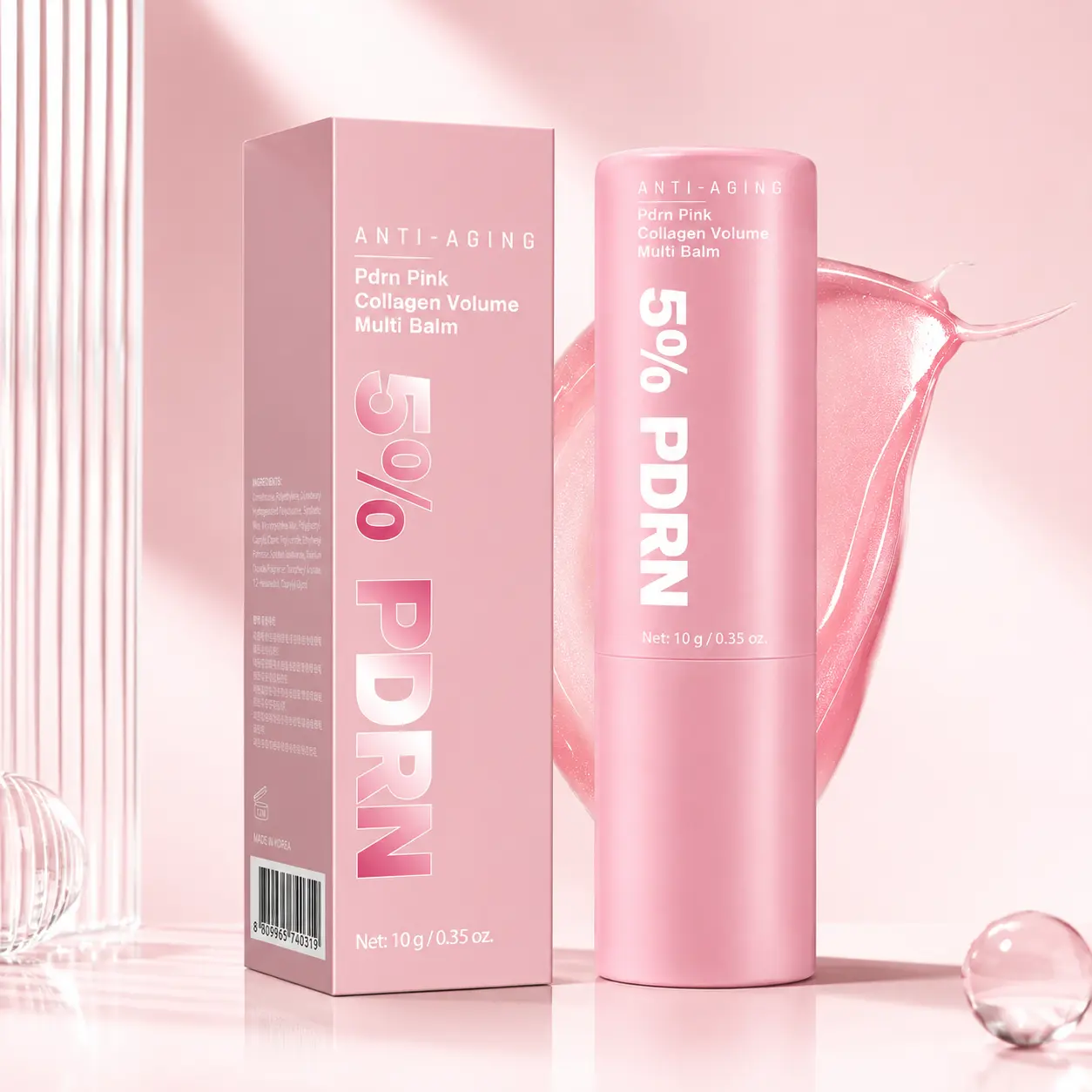 Pink Collagen Volume Multi Balm Stick - Anti-Aging Moisturizer & Primer for a Flawless, Dewy Skin Finish & Infinite Glow, for Face, Lips, Eyes & Neck, Moisturizing, Daily