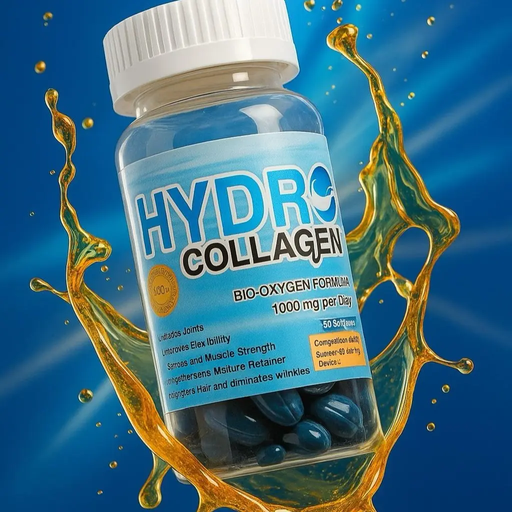 HYDROCOLLAGEN Hydro Collagen Bio-Oxygen Amino Acid Collagen 1000 mg per Day 60 Softgels for Muscle Mass & Healthy Skin Support