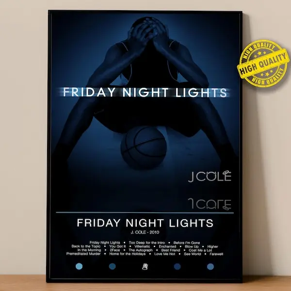 J Cole Poster | Friday Night Lights Poster | Album Poster Prints | Wall Decor Posters | Album Cover | Rap Music Poster