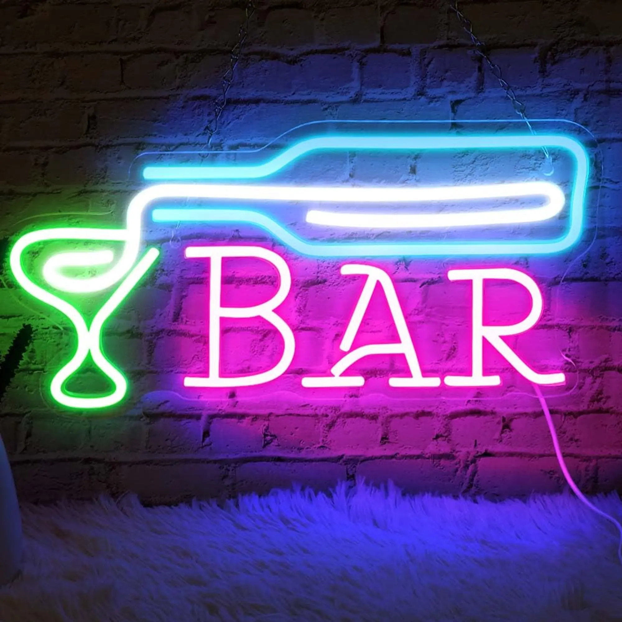 1pc Neon Bar Signs, Warm Pink Bar Neon Sign with Dimmer Switch, USB Powered LED Neon Light for Wall Decor, Perfect for Home Bar, Club, Bistro, Party Decorations