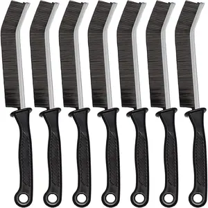 7 Pcs Hard Bristle Crevice Brush Set - for Grout, Tight Spaces & Gap, Deep Reach Scrubber for Tiles, Sink, Window Tracks & Car Vents,